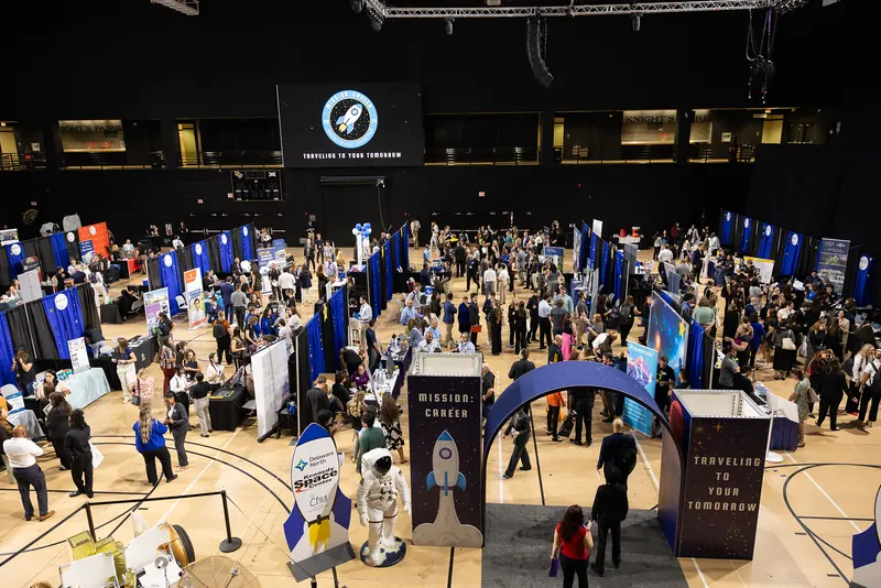 The Mission Career fair floor, produced by Rosen College students