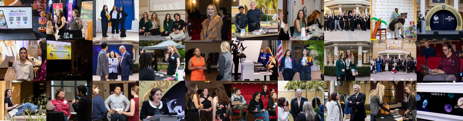 Collage of dozens of Rosen College student, industry and campus event photos