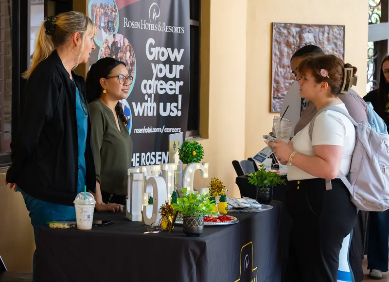 Rosen Hotels and Resorts recruiting table at Rosen College