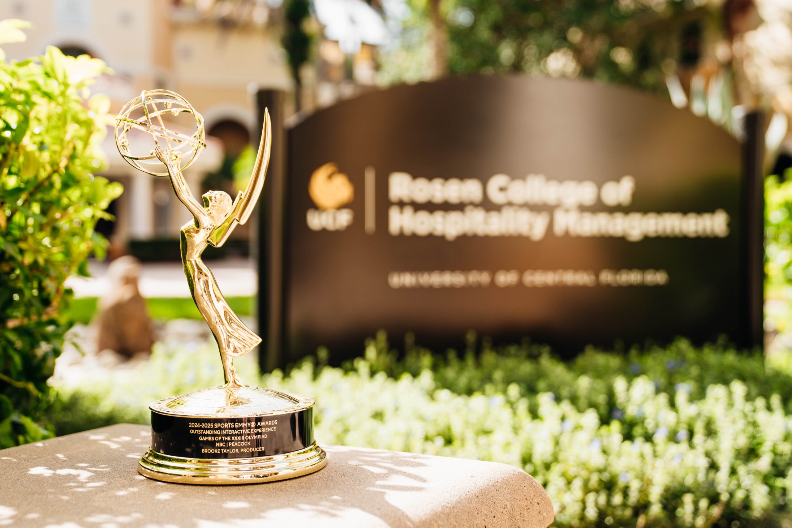 Emma Award Trophy in the Rosen college Gazebo