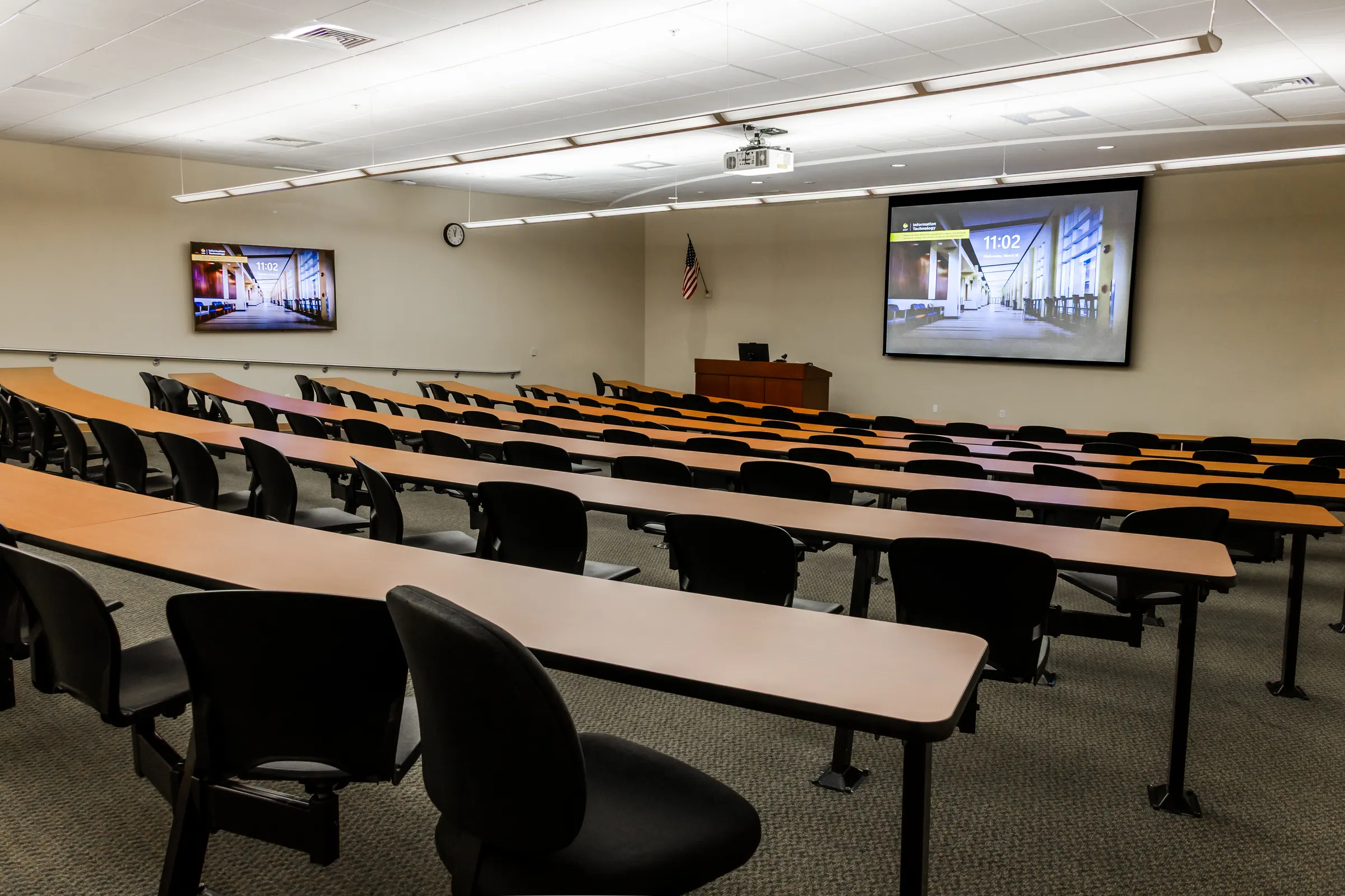Large tiered lecture classroom