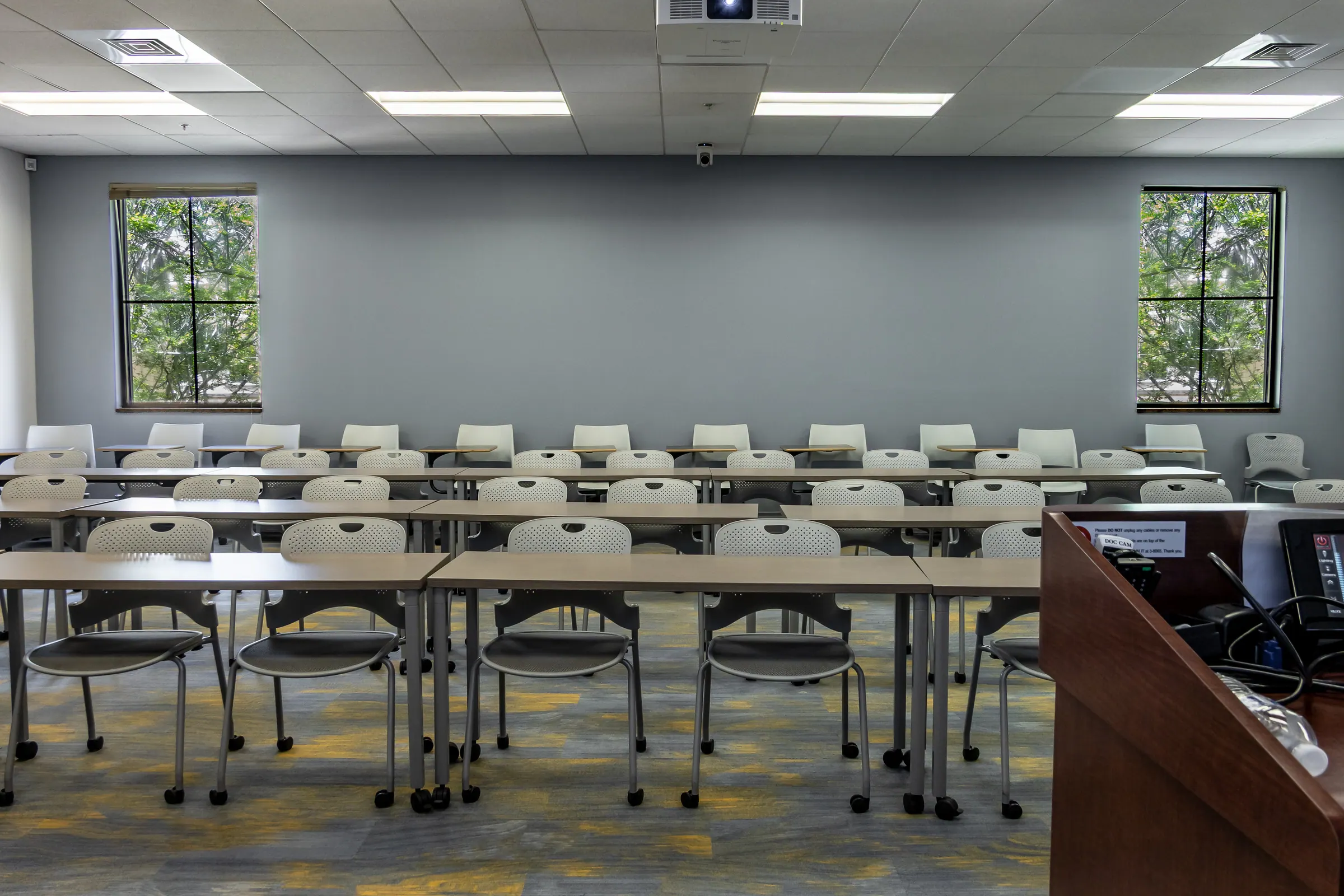 Workshop classroom with training tables