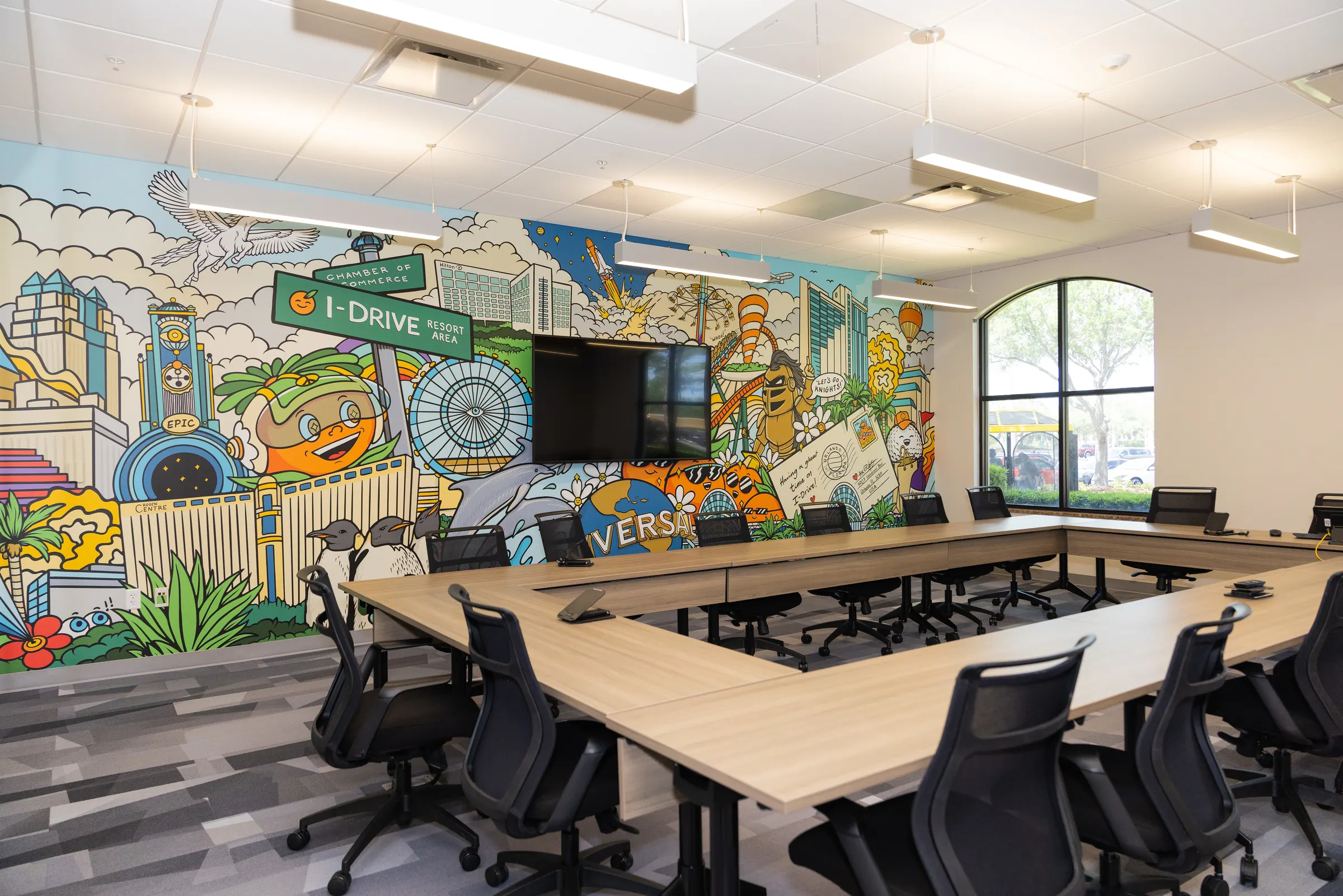 Community Room with Orlando mural